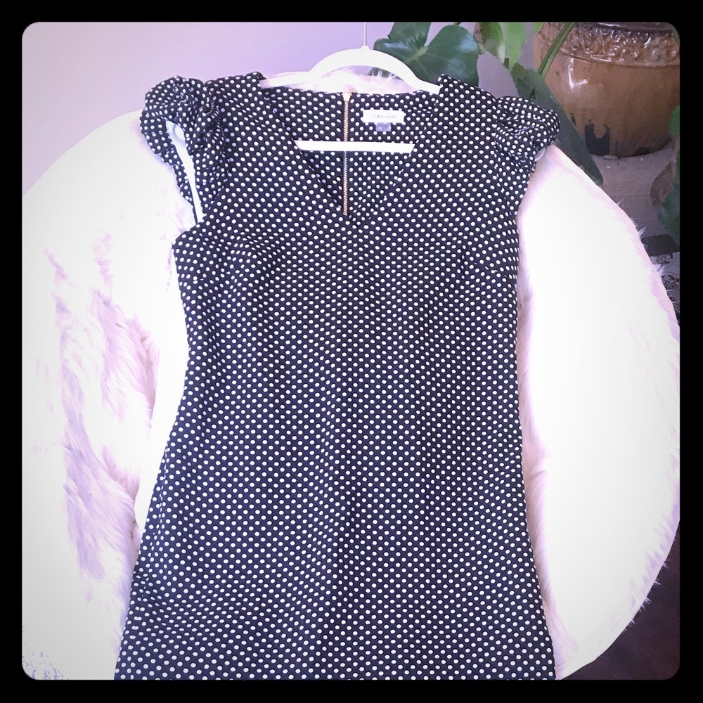 Black dress with white polk a dots